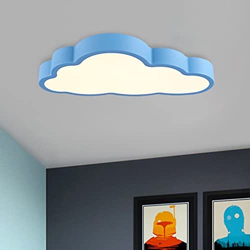LAKIQ Kids Room Flush Mount Light Cartoon Cloud Shape Children Baby Room Ceiling Light Fixture Acrylic 19.5 LED Ceiling Lights for Kids Bedroom Boys Girls Room Kindergarten(Blue,Warm Light)