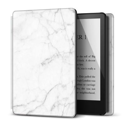 TNP Case for 6.8" Kindle Paperwhite 11th Generation 2021 / Kindle Paperwhite Signature Edition, PU Leather Cover, Protective Sleeve Folio Case for Kindle E-Reader with Auto Sleep/Wake, Marble White