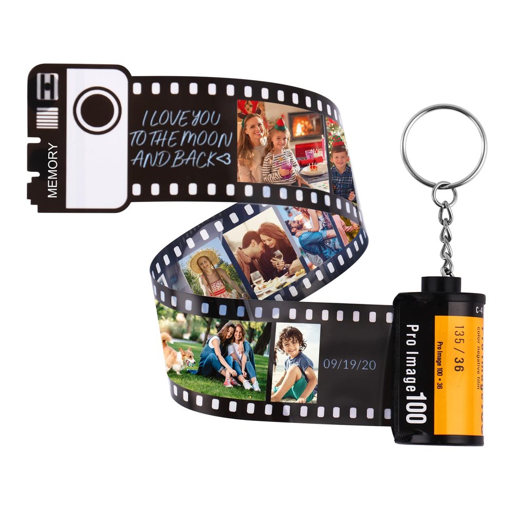 NGTSFLY Personalized Camera Film Roll Keychain with Pictures, Custom Photo Camera Roll Keychain for Women (15 Photos)