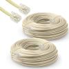 2X Telephone Extension Cord 38 FT Phone Cable Ivory Line Modular RJ11 RJ-11 Plug view 1