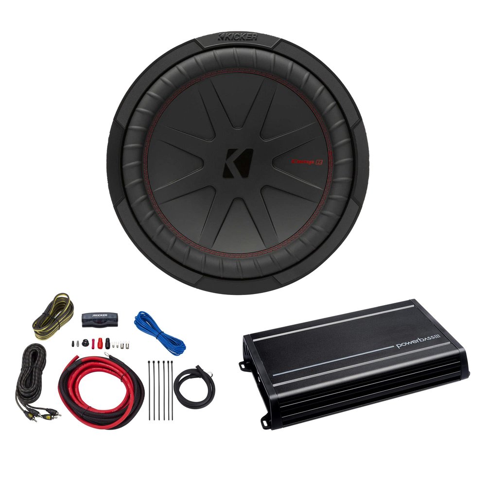 KICKER 12" Comp R Woofer 48CWR122 Package with ACS-1000D Amp & Wire Kit