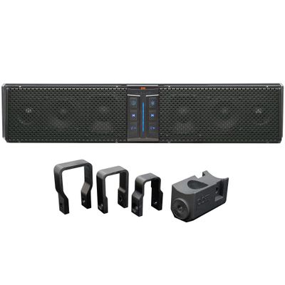 PowerBass 6 Speaker Amplified Soundbar with Square Bar Mounting Compatible with Golf Carts