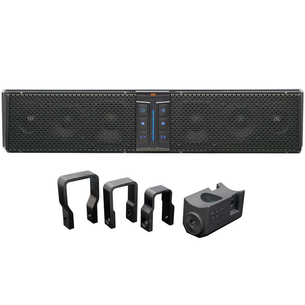 PowerBass 6 Speaker Amplified Soundbar with Square Bar Mounting Compatible with Golf Carts