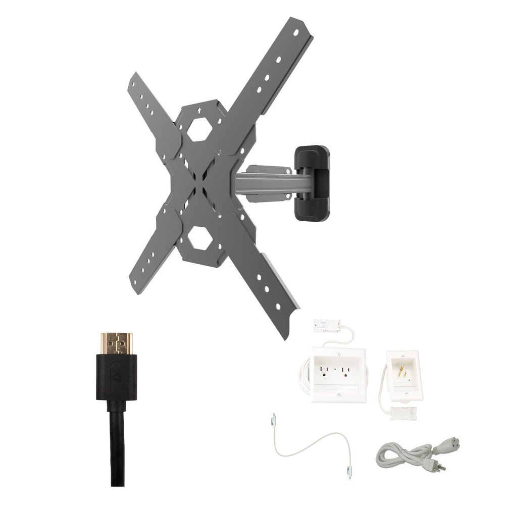 Kanto PS200 Tv Mounting Package W/Dual Outlet Thru Wall Power kit and HDMI Cable