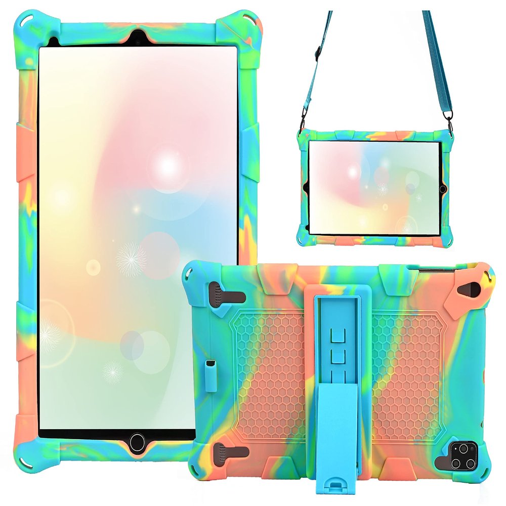 AIJAKO 10.1 Inch Silicone Case for DUODUOGO P8/Novel TTT 10/AItszon 10/Gowin 10.1/VANKYO MatrixPad S21/OUZRS 10/AOYODKG P8/Gowin 10.1/JINHENG 10.1/DICEKOO 10, Shoulder Strap, Pink Blue