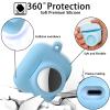 2 in 1 Protective Case Combo Set Compatible for Apple AirPods 3(2021) AirTag, GPS Tracker Holder with 2 PCS TPU Screen Protector&Keychain, Soft Silicone Anti-Lost Anti-Scratch Skin Cover(Blue) view 4