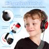ADOOPE Kids Headphones with Safe 85dB/94dB Volume Limiter for Teen and Boys, Foldable HD Stereo Sound Headset for Kindle Kids/fire Tablet/iPad/Laptop, Headphones with Microphone (Black-red) view 3
