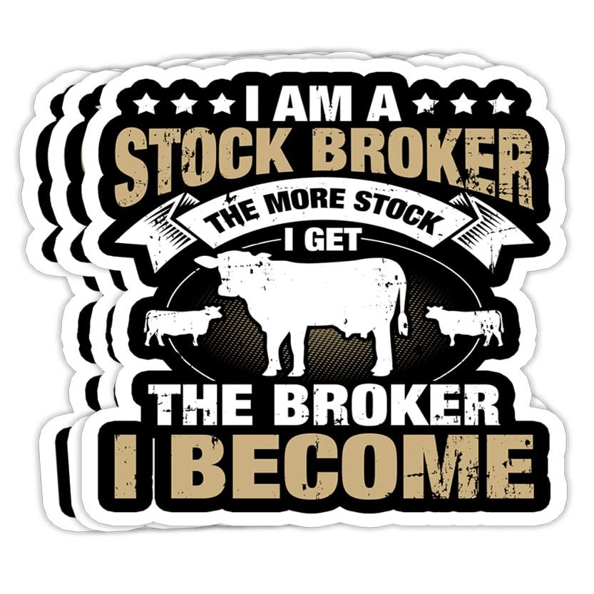 Cattle Rancher Funny Cow Stockbroker Cattleman Farmer- 4x3 Vinyl Stickers, Laptop Decal, Water Bottle Sticker (Set of 3)