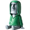 ZKSYLSM Moai Statue Phone Holder - Creative Easter Island Desk Stand for Cell Phone & Pen, Resin Desktop Organizer with Green Hoodie Design for Office Home Decor view 1
