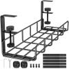 15.7 Under Desk Cable Management Tray, No Drill Steel Cable Tray Organizers, Wire Management Tray Cable Rack with Clamp Mount, Metal Under Desk Tray with Wire and Cord Organizer (Black, 1 Pack) view 1