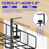 15.7 Under Desk Cable Management Tray, No Drill Steel Cable Tray Organizers, Wire Management Tray Cable Rack with Clamp Mount, Metal Under Desk Tray with Wire and Cord Organizer (Black, 1 Pack) view 4