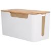 Cable Management Box, Cord Organizer Box with A Wooden Lid for TV Wires, Computer, Router, USB Hub and Under Desk Power Strip for Home & Office view 1