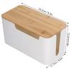 Cable Management Box, Cord Organizer Box with A Wooden Lid for TV Wires, Computer, Router, USB Hub and Under Desk Power Strip for Home & Office view 2