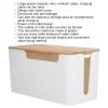 Cable Management Box, Cord Organizer Box with A Wooden Lid for TV Wires, Computer, Router, USB Hub and Under Desk Power Strip for Home & Office view 3