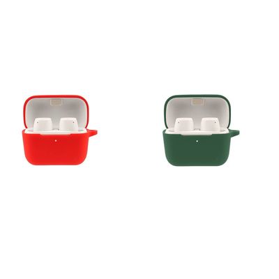 2 Pack DAYJOY Soft Silicone Protective Case Cover Compatible with SENNHEISER CX Plus True Wireless Earphone, Protective Skin Sleeve with Key Chain (red+Green)