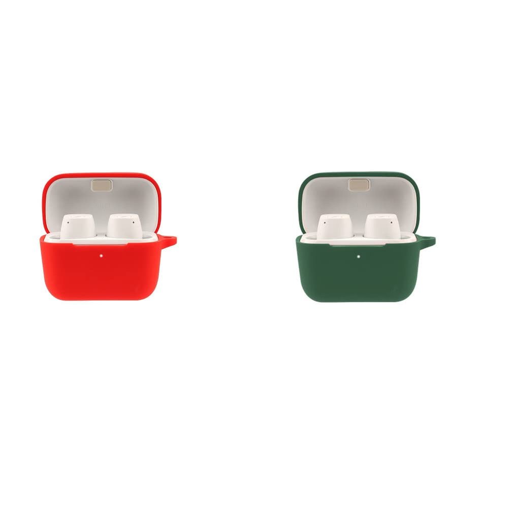 2 Pack DAYJOY Soft Silicone Protective Case Cover Compatible with SENNHEISER CX Plus True Wireless Earphone, Protective Skin Sleeve with Key Chain (red+Green)
