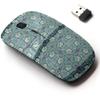 2.4G Wireless Mouse with Cute Pattern Design for All Laptops and Desktops with Nano Receiver - Blurred Paisley Green Ornament view 1