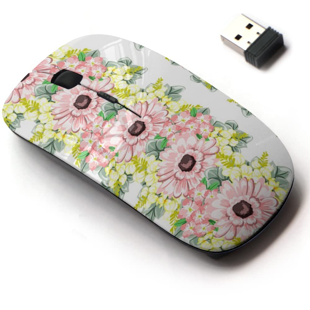2.4G Wireless Mouse with Cute Pattern Design for All Laptops and Desktops with Nano Receiver - Elegance Floral