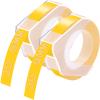 GREENCYCLE 3D Plastic Label Tape Compatible for Dymo Embossing Label Maker Organizer Xpress Pro 12966 Office Mate II, Motex, Self-Adhesive Label 520108, 3/8" (9mm) x9.8ft (3m) White on Yellow-2 Rolls view 1