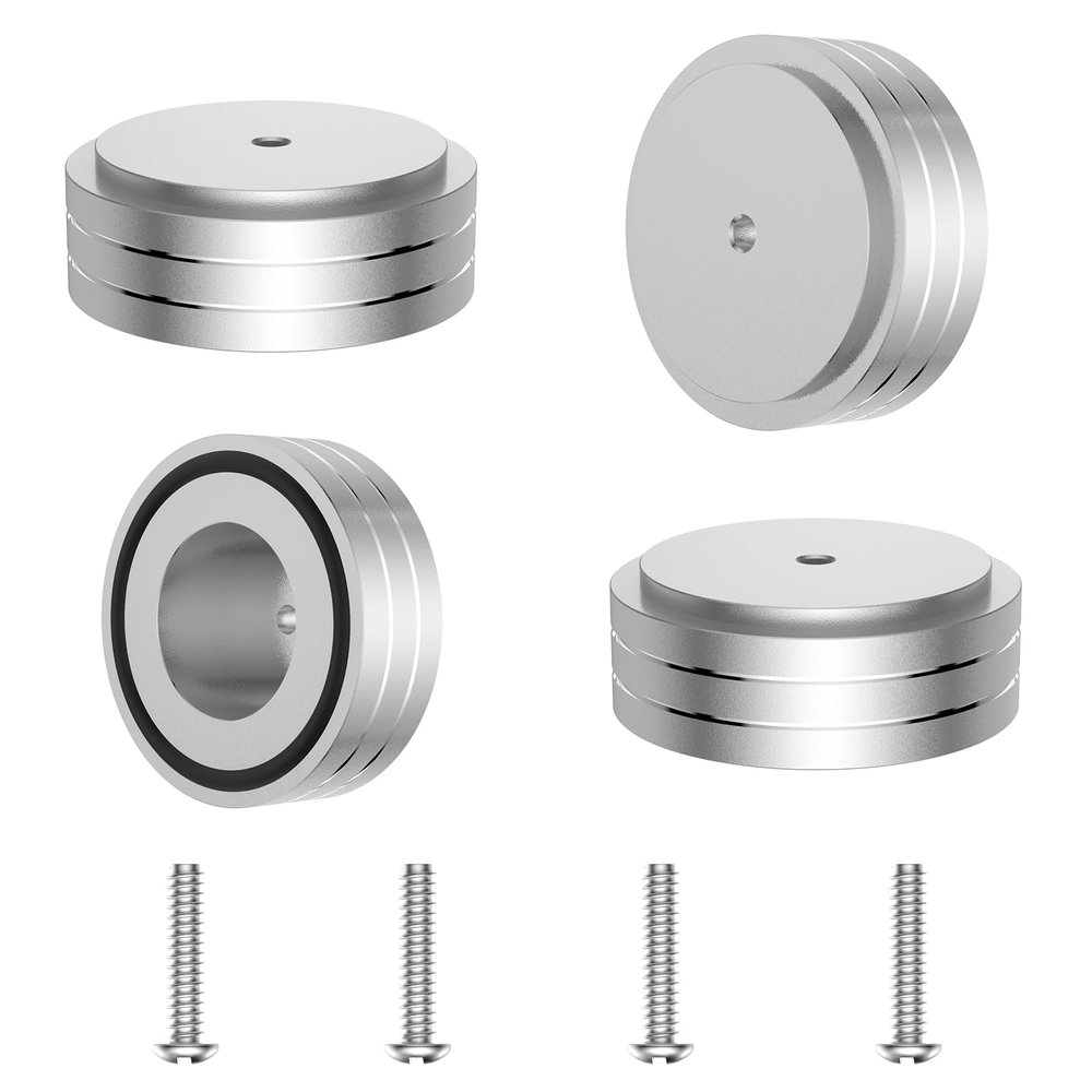 Tertullus 4 Pcs Turntable Feet Aluminum HiFi Turntable Isolation Feet Aluminum Stand Speakers Spikes Audio Pads 58x22mm for HiFi Amplifier/Speaker/Turntable/Player(Silver)