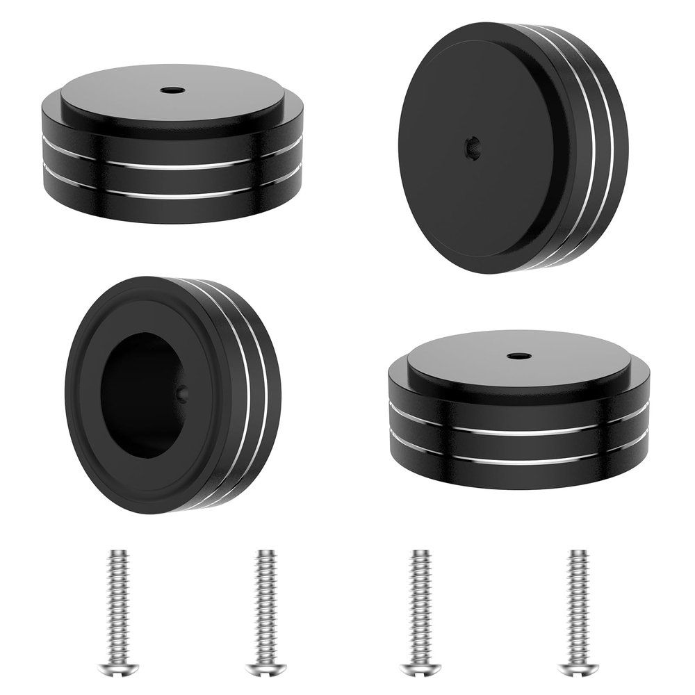 Tertullus 4 Pcs Speaker Feet, 58x22mm Speaker Spikes HiFi Isolation Feet Aluminum Stand Speakers Spikes Audio Pads Turntable Feet for HiFi Amplifier/Speaker/Turntable/Player (Black)