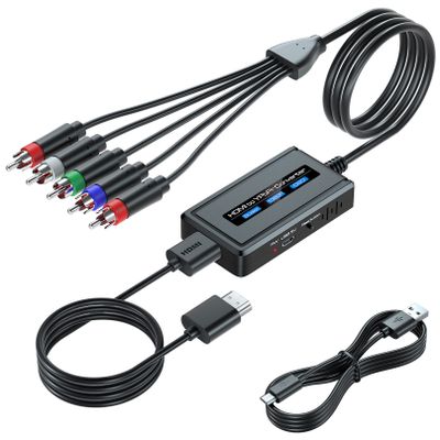 HDMI to Component Converter Cable with Scaler Function, 1080P HDMI to YPbPr Scaler Converter Supports 1080i HD Input for Old TVs