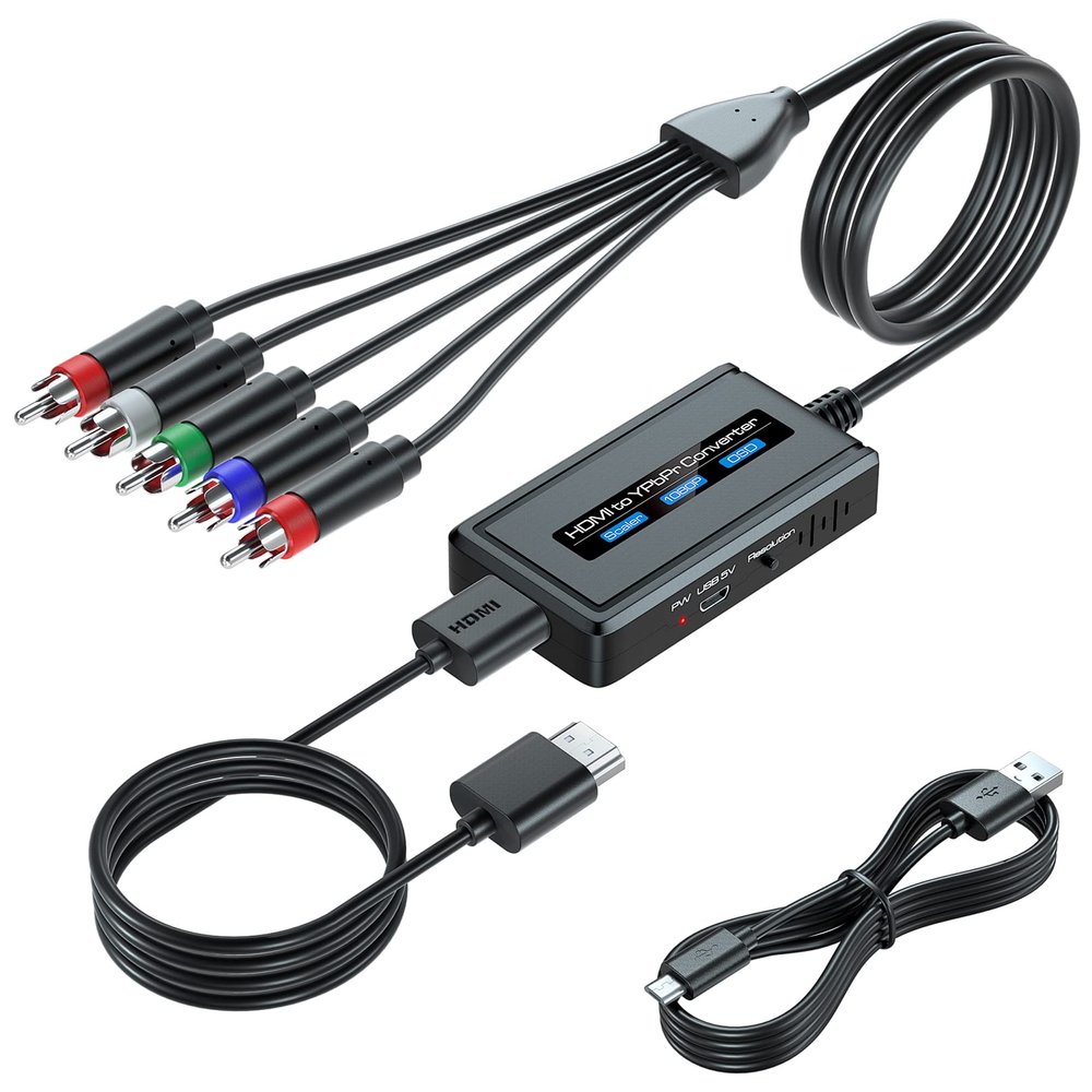 HDMI to Component Converter Cable with Scaler Function, 1080P HDMI to YPbPr Scaler Converter Supports 1080i HD Input for Old TVs