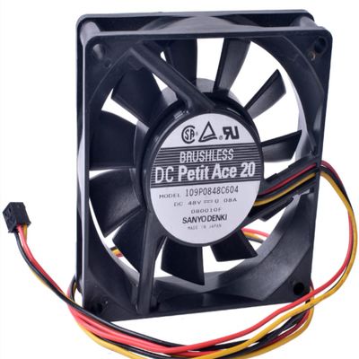 109P0848C604 80x80x20mm 48V 0.08A 3700RPM 37.8CFM 8cm 3-Wire Cooling Fan