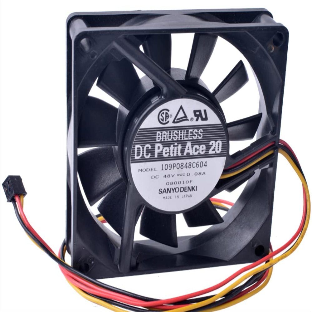109P0848C604 80x80x20mm 48V 0.08A 3700RPM 37.8CFM 8cm 3-Wire Cooling Fan