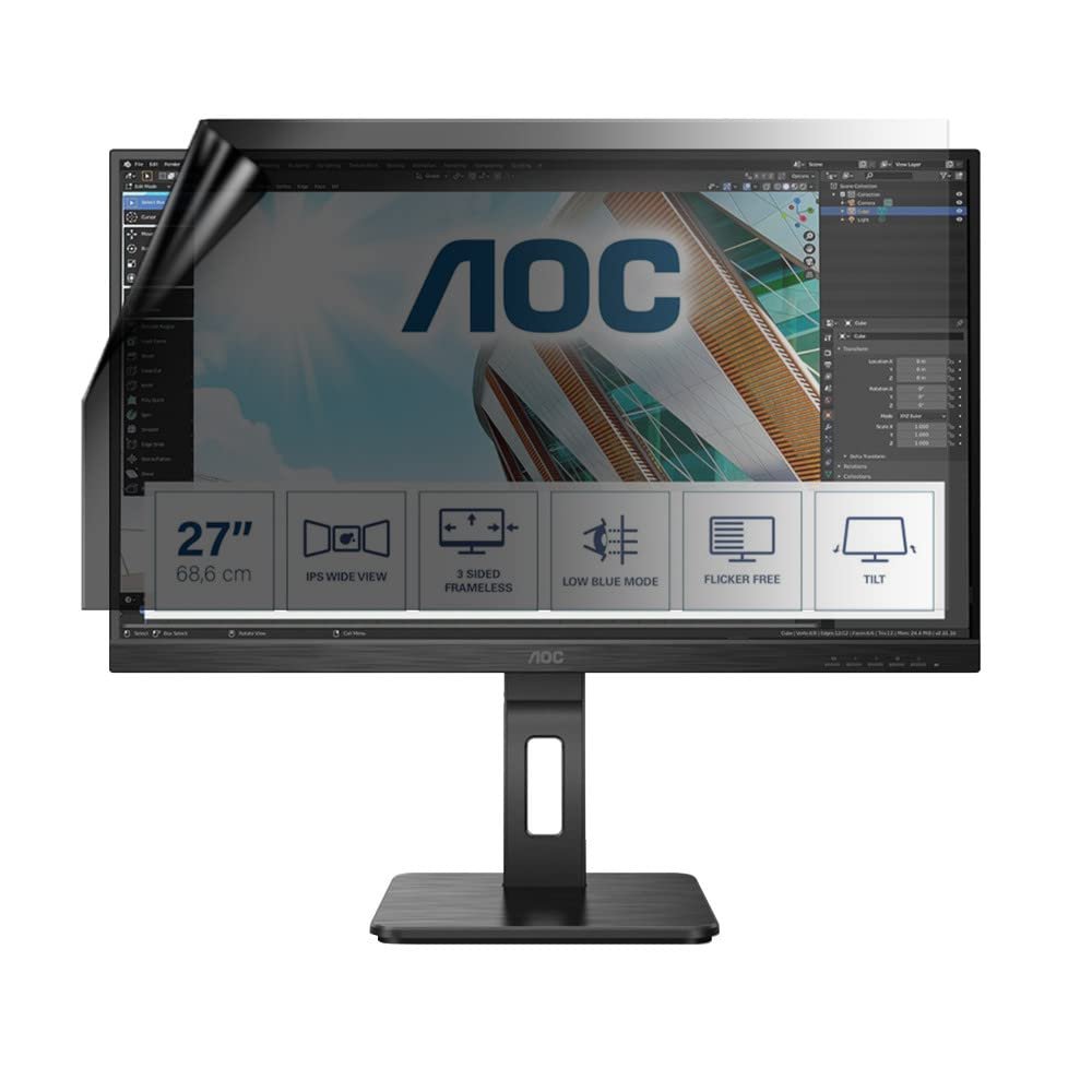 celicious Privacy Lite 2-Way Anti-Glare Anti-Spy Filter Screen Protector Film Compatible with AOC Monitor 27 27P2Q