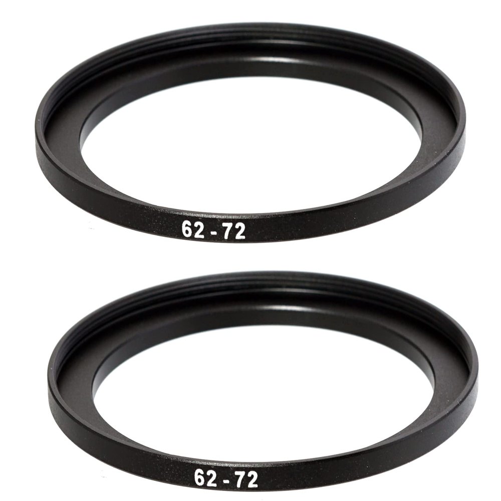 (2 Pcs) 62-72MM Step-Up Ring Adapter, 62mm to 72 mm Steps Up Filter Ring Adapter, 62 mm Male 72 mm Female Stepping Up Ring for DSLR Camera Lens ND UV CPL Infrared Filters