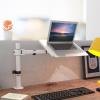 WALI Laptop Desk Mount for 17 inch Notebook, Adjustable Single Monitor Arm with Laptop Holder for 32 inch Screen, Laptops Stand with Ventilated Tray, Up to 22 Lbs, (M00LP-W), White view 3