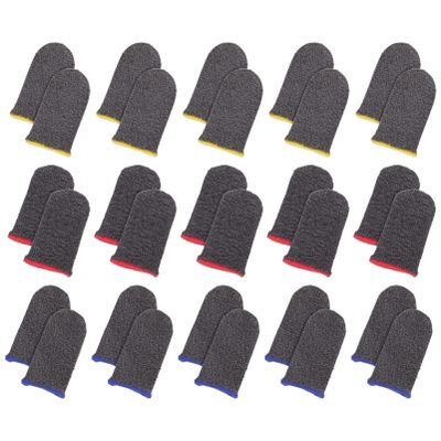 30pcs Sweatproof Game Thumb Sleeves Thumbs Sleeves Game Controller Sleeve Thumb Protector Smartphone Cell Phone Silver Fiber Eat Chicken