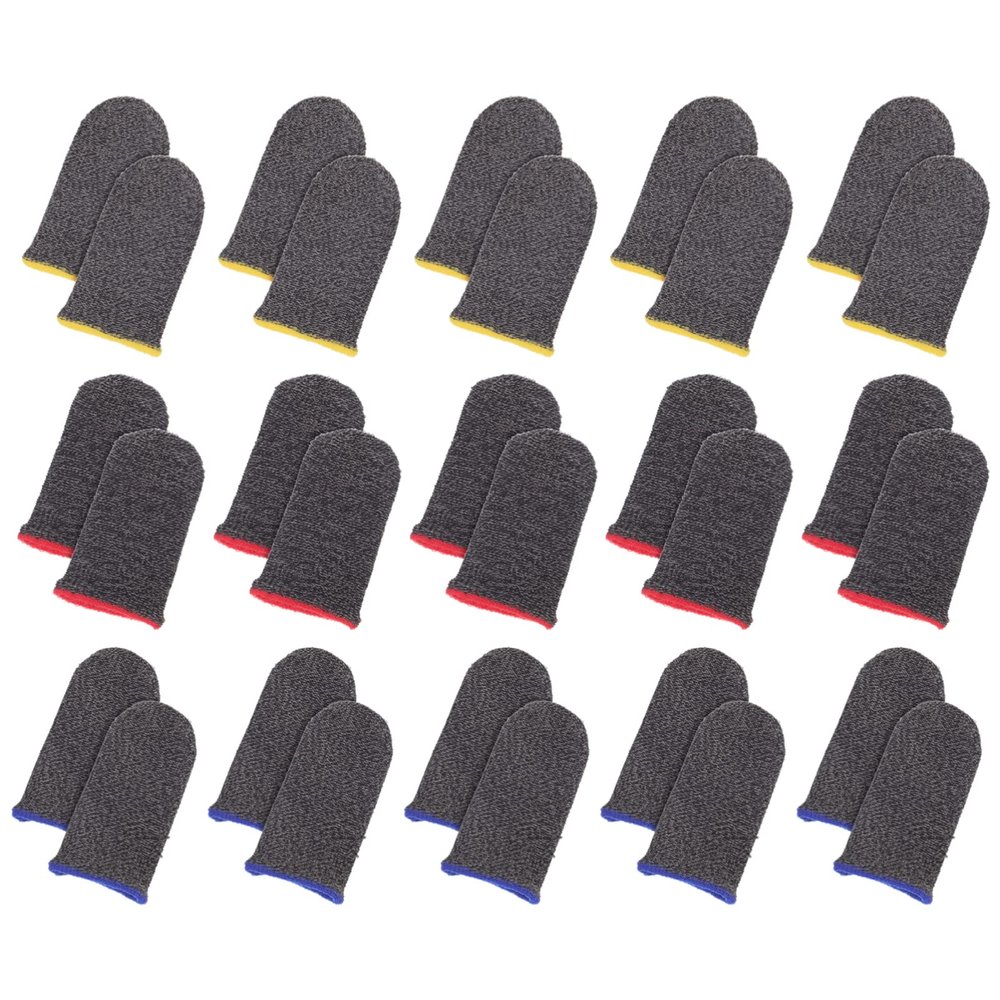 30pcs Sweatproof Game Thumb Sleeves Thumbs Sleeves Game Controller Sleeve Thumb Protector Smartphone Cell Phone Silver Fiber Eat Chicken