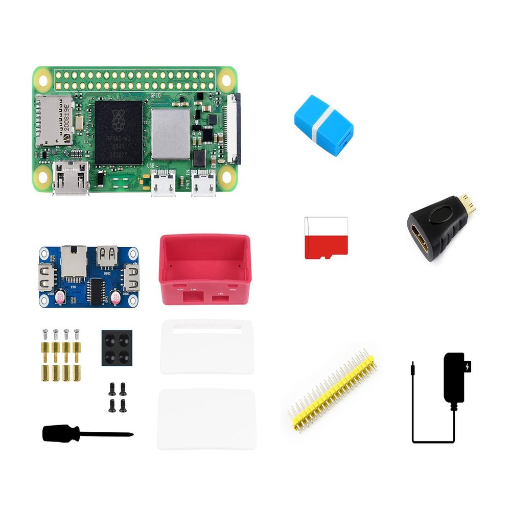 Waveshare Package E Compatible with Raspberry Pi Zero 2 W Bundle with ETH-USB-HUB-Box Power Supply 5V/3A Micro Card 16GB Card Reader and So On (7 Items)