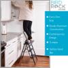 BIRDROCK HOME 3 Step Slim Aluminum Step Ladder - Sturdy Thin Folding Stool - Anti-Slip Steps - Great for Your Kitchen, Pantry, Closets, or Home Office - Indoor Stool - Black view 2
