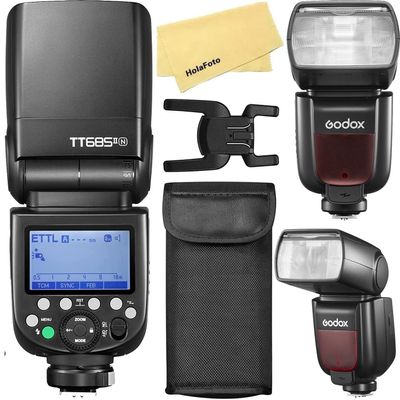 Godox TT685II-N TTL 2.4G GN60 HSS 1/8000S Camera Flash Compatibel for Nikon Cameras,0.1-2.6s Recycle Time,330 Full Power Pops,TCM Instant Conversion,Quick-Release Lock+Softbox+12 Color Filters