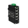 Mini Industrial 4 Port 10/100/1000Mbps Gigabit Ethernet Switch with SFP Din Rail/Wall-Mount 10/100/1000BASE-T RJ45 + 1 100/1000FX (SFP) Support 12-48V DC 10Gbps Switching Capacity view 1