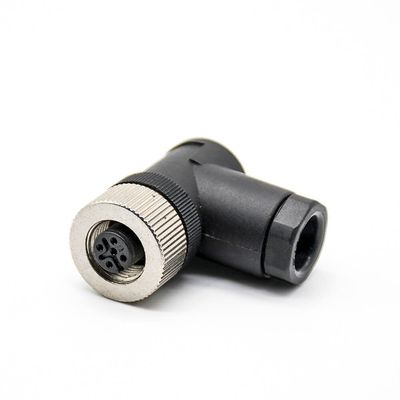 Elecbee M12 4-Pin A-Coded Female Right Angle Screw-Joint Termination Non-Shielded IP67 Waterproof Connector