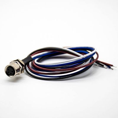 Elecbee 4 Pin M8 Connector Famale Waterproof Straight Socket Back Mount Wiring 0.2M Solder
