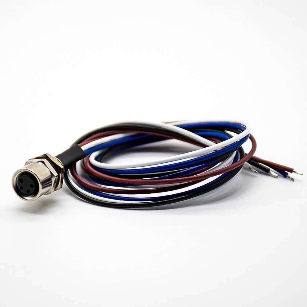 Elecbee 4 Pin M8 Connector Famale Waterproof Straight Socket Back Mount Wiring 0.2M Solder