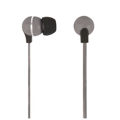 Ativa Plastic Earbud Headphones with Flat Cable, Gray