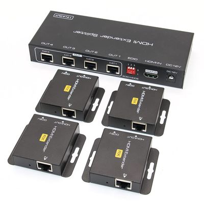 HDMI Extender Splitter, 1080P@60Hz 1X4 HDMI Extender Over Ethernet Multiple receivers hdmi to ethernet Splitter multiport hdmi Extenders EDID Presets 50M POC (1X4)