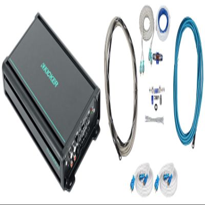 KICKER 48KMA6004 600 Watt 4-Channel Marine Boat Amplifier Bundle with Rockville RMWK4 Marine Amplifier Install Wire Kit & (2) Rockville MRCA25 25 Foot Marine RCA Cables (3 Items)