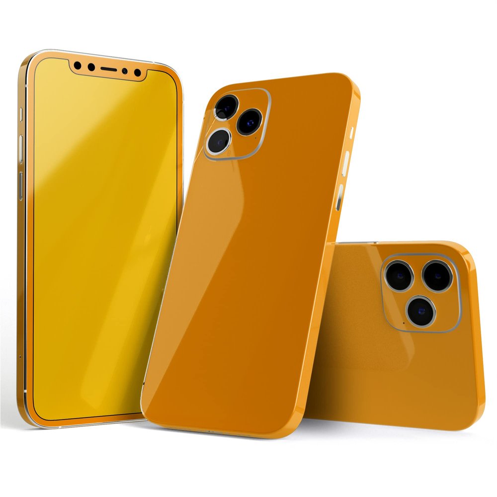 DesignSkinz - Compatible with Apple iPhone X/XS - Protective Vinyl Decal Wrap Skin Cover (Screen Trim & Back Glass Skin) - Solid Orange