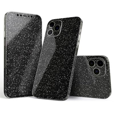 DesignSkinz - Compatible with Apple iPhone 7 Plus - Protective Vinyl Skin (Screen Trim & Back Glass Skin) - Sparkling Black Ultra Metallic Glitter