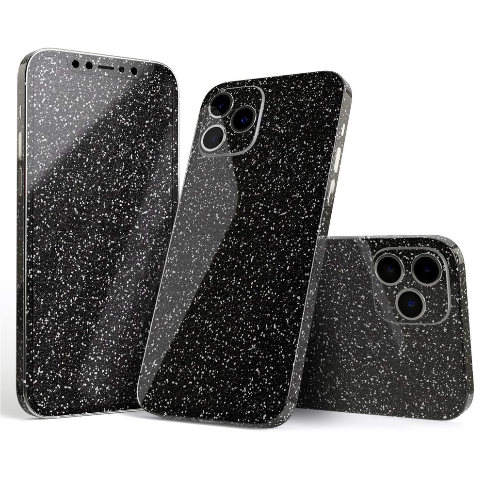 DesignSkinz - Compatible with Apple iPhone 7 Plus - Protective Vinyl Skin (Screen Trim & Back Glass Skin) - Sparkling Black Ultra Metallic Glitter