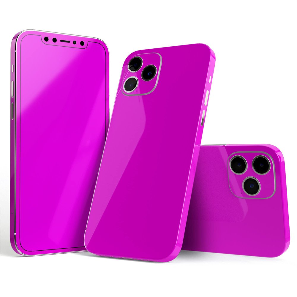DesignSkinz - Compatible with Apple iPhone 13 Mini - Protective Vinyl Decal Wrap Skin Cover (Screen Trim & Back Glass Skin) - Solid Hot Pink V2