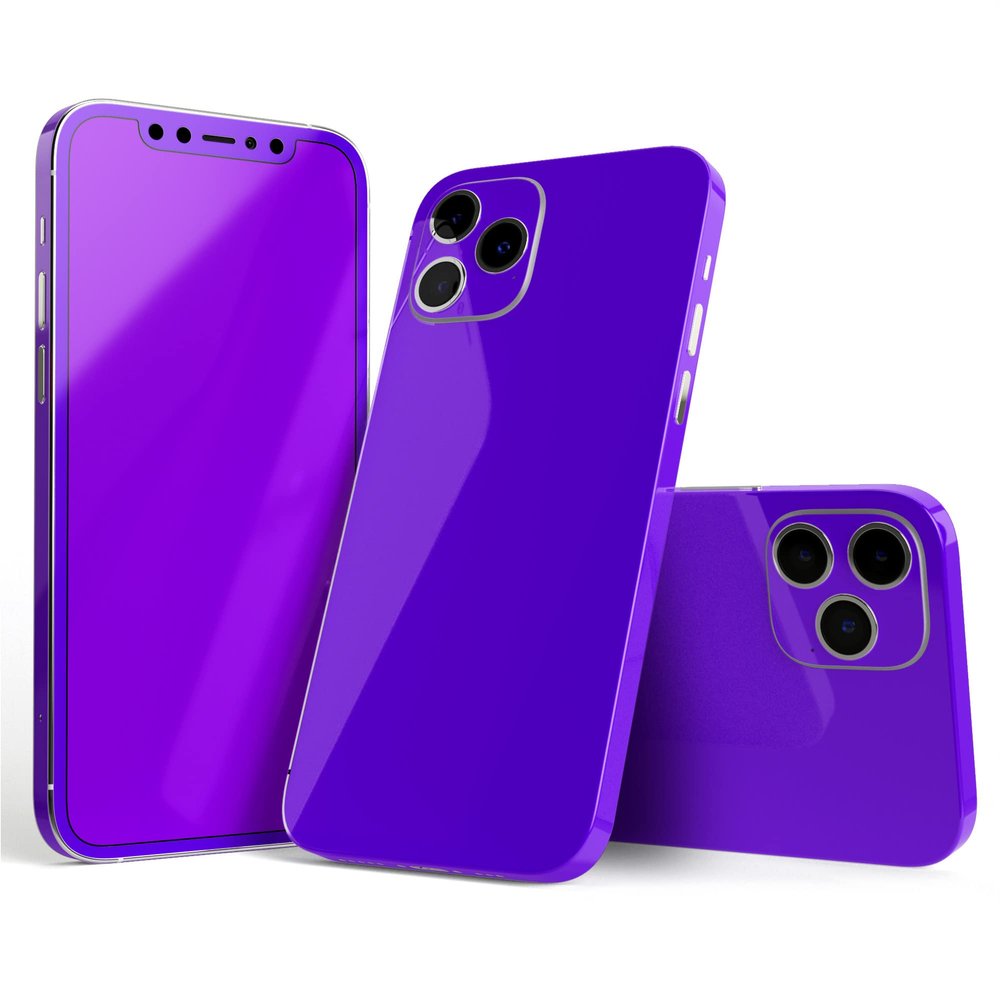 DesignSkinz - Compatible with Apple iPhone X/XS - Protective Vinyl Decal Wrap Skin Cover (Screen Trim & Back Glass Skin) - Solid Purple