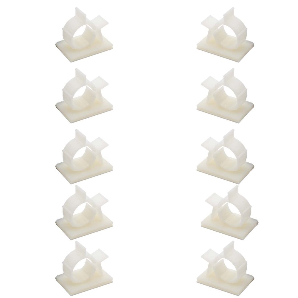 EZRODI 10 Pack 3/8" RO Tubing Mounting Clips Adhesive Tubing Locking Clamps White Cable Organizer (10, 3/8" Tubing O.D.)